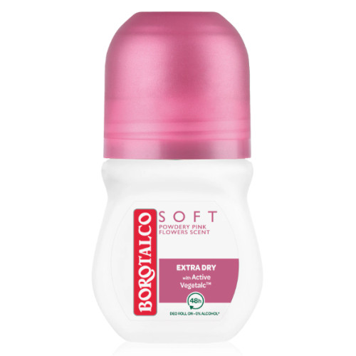 Кульковий антиперспірант без алкоголю Borotalco Soft Talc & Pink Flower, 50 мл